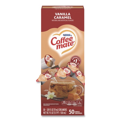 Creamers | Coffee-Mate 12182156 0.38 oz. Mini Cups Liquid Coffee Creamer - Vanilla Caramel (50/Box) image number 0