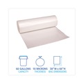 High-Density Trash Bags | Boardwalk Z7660VNKR01 38 in. x 60 in. 60 gal. 16 mic High Density Industrial Can Liners Coreless Rolls - Natural (200/Carton) image number 4