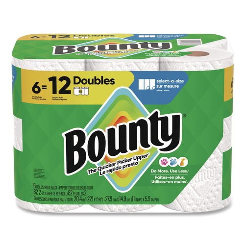Perforated Roll & Hand Towels | Bounty 80798314 Select-a-Size 6 in. x 11 in. 2-Ply Kitchen Roll Paper Towels - White (6/Carton) image number 0
