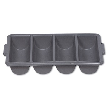 CUTLERY DISPENSERS | Rubbermaid Commercial FG336200GRAY 4 Compartment 11.5 in. x 21.25 in. x 3.75 in. Plastic Cutlery Bin - Gray