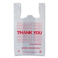 T-Sacks & Thank You Bags | AmerCareRoyal RPTYB6V 11.5 in. x 20 in. x 20 in. Thank You - Have a Nice Day Labeling Cut-Out Handles Thank You Bags - White/Red (775/Carton) image number 1