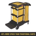 Perforated Roll & Hand Towels | Rubbermaid Commercial HYGEN FG9T7300BLA 22 in. x 48-1/4 in. x 44 in. Hygen M-Fiber Healthcare Cleaning Cart - Black/Yellow/Silver image number 4