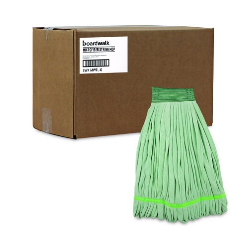 Mop Heads | Boardwalk BWKMWTLGCT Microfiber Looped-End Wet Mop Head - Large, Green (12/Carton) image number 0