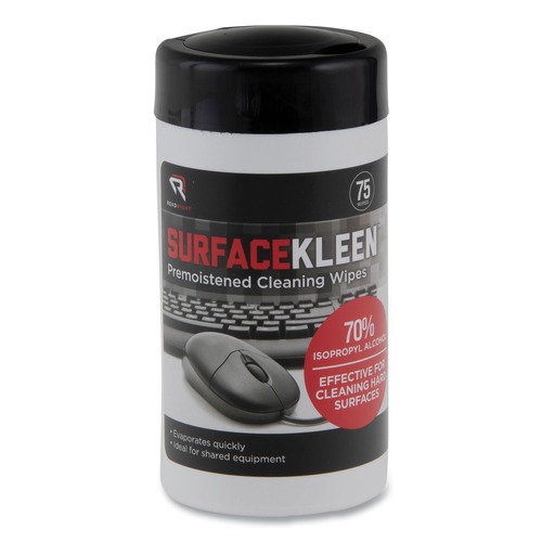Cleaning Cloths & Wipes | Read Right RR15111 SurfaceKleen 6.38 in. x 5.4 in. Tub Premoistened Alcohol Cleaning Wipes - Unscented White (75/Pack) image number 0