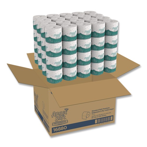 Floor Dusters & Accessories | Georgia Pacific Professional 16880 2-Ply Angel Soft Septic Safe Premium Bathroom Tissue - White (450 Sheets/Roll, 80 Rolls/Carton) image number 0