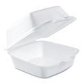 Food Containers & Lids | Dart 50HT1 5.38 in. x 5.5 in. x 2.88 in. Foam Hinged Lid Containers - White (500/Carton) image number 0