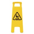 Signs | Boardwalk 3485217 10 in. x 2 in. x 26 in. 2-Sided Site Safety Wet Floor Caution Sign - Yellow image number 1