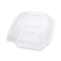 Food Containers & Lids | Eco-Products EP-LC6 6 in. x 6 in. x 3 in. Renewable and Compostable Plastic Clamshell Hinged Food Containers - Clear (240/Carton) image number 0