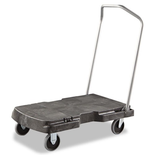 Carts & Trucks | Rubbermaid Commercial FG440100BLA 20.5 in. x 32.5 in. x 35 in. 500 lbs. Capacity Triple Trolley Platform Truck with Angled-Loop Handle - Black image number 0