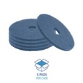 Floor Pads-Stripping | Boardwalk BWK4013BLU 13 in. Diameter Scrubbing Floor Pads - Blue (5/Carton) image number 1