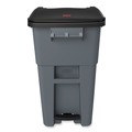 Indoor Waste Receptacles | Rubbermaid Commercial 1971956 50 Gallon Brute Step-On Rollouts - Metal/Plastic, Gray image number 1