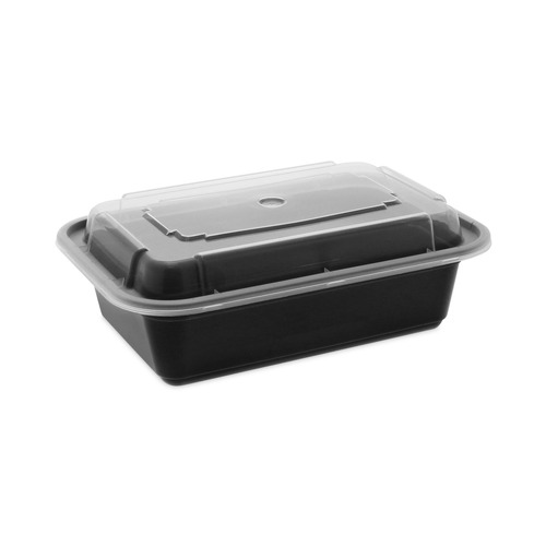 Food Containers & Lids | Pactiv Corp. NC838B Newspring VERSAtainer 5 x 7.25 x 2 24 oz Plastic Microwavable Containers - Black/Clear (150/Carton) image number 0