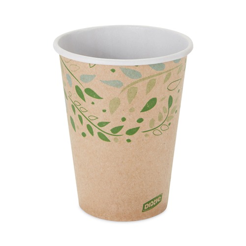 Cups | Dixie 2342R 12 oz Paper EcoSmart Recycled Fiber Hot/Cold Cups - Kraft/Green (1000/Carton) image number 0