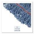 Mop Heads | Boardwalk BWKLM30311L Looped End Wideband Cotton/Synthetic Mop Heads - Large, Blue (12/Carton) image number 4