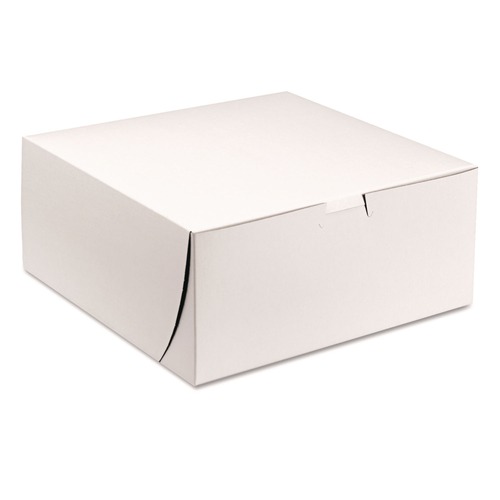 Bakery Boxes & Containers | SCT SCH 0961 9 in. x 9 in. x 4 in. Paper One-Piece Non-Window Bakery Boxes - White (200/Bundle) image number 0