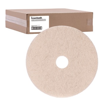 Boardwalk BWK4019NHE 19 in. Diameter Natural Hog Hair Burnishing Floor Pads - Tan (5/Carton)