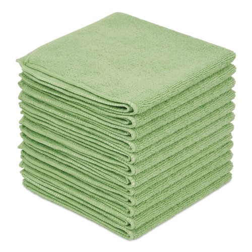 Cleaning Cloths & Wipes | Boardwalk BWK12GRECLOTH 12 in. x 12 in. Microfiber Cloths - Green (12/Pack) image number 0