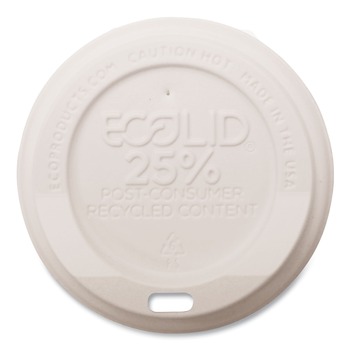CUP LIDS | Eco-Products EP-HL8-WR EcoLid 25% Recycled Content Hot Cup Lid Fits 8 oz. Hot Cups - White (1000/Carton)