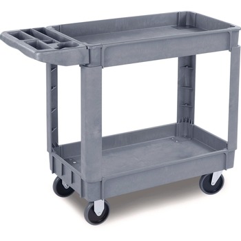 UTILITY CARTS | Boardwalk UC4018BWK23 17.25 in. x 40 in. x 33.5 in. 2-Shelf Plastic Utility Cart - Gray