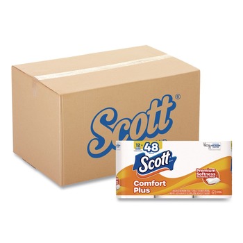 Scott 57098 1-Ply ComfortPlus Septic-Safe Toilet Paper Mega Rolls - White (12/Carton)