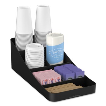 Mind Reader COMP7BLK 7.75 in. x 16 in. x 5.25 in. 7-Compartment Trove Coffee Condiment Organizer - Black