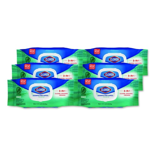 Cleaning Cloths & Wipes | Clorox 31430 8 in. x 7 in. 1-Ply Flex Pack Disinfecting Cleaning Wipes - Fresh Scent White (6/Carton) image number 0