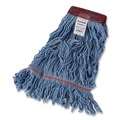Mop Heads | Boardwalk BWKLM30311L Looped End Wideband Cotton/Synthetic Mop Heads - Large, Blue (12/Carton) image number 1
