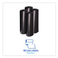 Repro Trash Bags | Boardwalk X7658SKKK01 Reprocessed Resin Can Liners, 60 gal, 1.2 mil, 38 x 58, Black, 50 Rolls/Carton image number 4