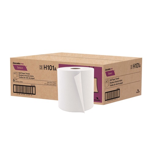 Perforated Roll & Hand Towels | Cascades PRO H101 7.88 in. x 1000 ft. 1-Ply Select Roll Paper Towels - White (6/Carton) image number 0