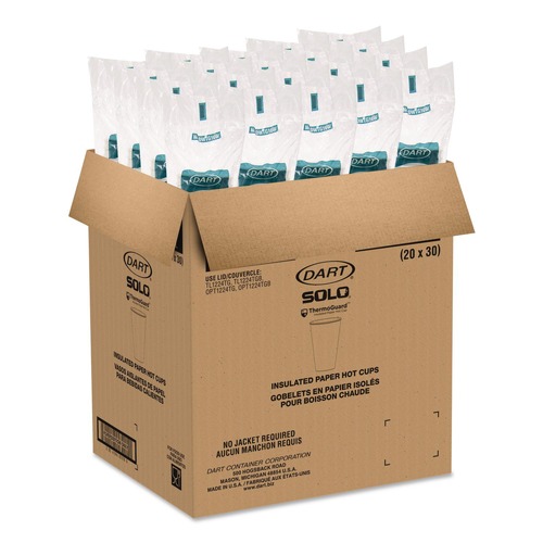 Cups | SOLO DWTG16W Thermoguard 16 oz Sustainable Forest Print Insulated Paper Hot Cups - White (600/Carton) image number 0