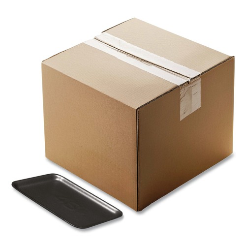 Food Containers & Lids | Pactiv Corp. 51P902S 8.38 in. x 5.88 in. x 0.69 in. No. 2 Foam Supermarket Tray - Black (500/Carton) image number 0