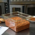 Food Storage Containers & Lids | Carlisle 10422B13 10.38 in. x 12.75 in. x 6 in. 8.7 qt StorPlus High Heat Plastic Food Pan - Amber image number 3