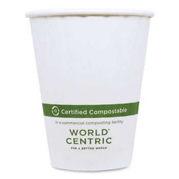 CUPS | World Centric CU-PA-8D 8 oz. Double Wall Paper Hot Cups - White (1000/Carton)