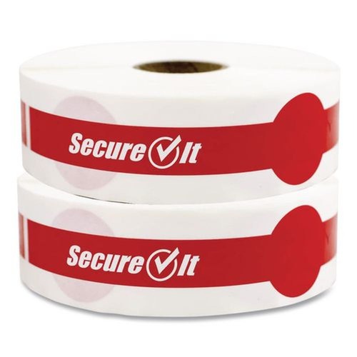 Food Containers & Lids | National Checking Company P17SI-2 SecureIT Tamper Evident 1 in. x 7 in. Secure It Drink Lid Seal - Red (2/Pack) image number 0