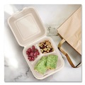Perforated Roll & Hand Towels | Dart 80FBRHT3 8.65 in. x 7.94 in. x 2.98 in. 3-Compartment ProPlanet Seal Compostable Molded Fiber Hinged Trays - Natural (200/Carton) image number 4