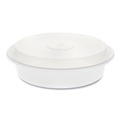 Food Containers & Lids | Pactiv Corp. NC737 Newspring VERSAtainer 8 x 8 x 2.5 35 oz Round Plastic Microwavable Containers - White/Clear (150/Carton) image number 0