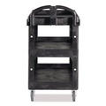 Carts | Rubbermaid Commercial 2196862 BRUTE 25.24 in. x 44 in. x 47 in. 3 Shelves 600 lb Capacity Resin 3-Shelf Heavy-Duty Ergo Lipped Utility Cart - Black image number 2