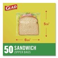 Resealable Bags | Glad 57263 6.63 in. x 5.88 in. Zipper Food Storage Sandwich Bags - Clear (12 Boxes/Carton) image number 6