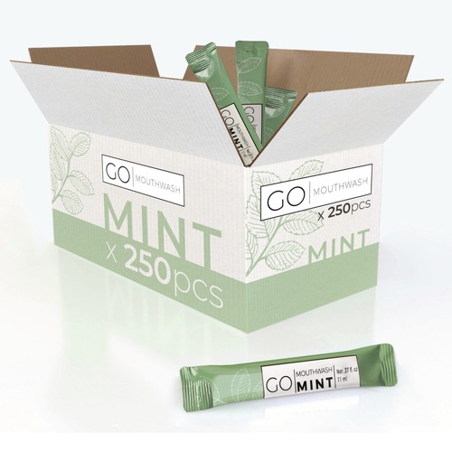 Oral Care | Go Mouthwash MW250 0.37 oz. Individual Mouthwash Packets - Mint Flavor (250/Box) image number 0