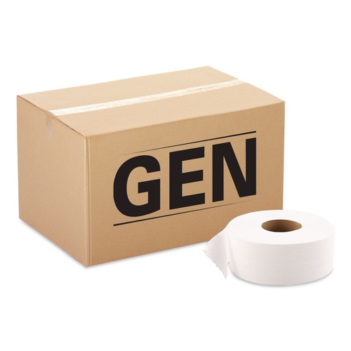 Toilet Tissues | GEN G1511 3.3 in. x 1200 ft. 1-Ply JRT Septic Safe Jumbo Bath Tissue - White (12/Carton) image number 0