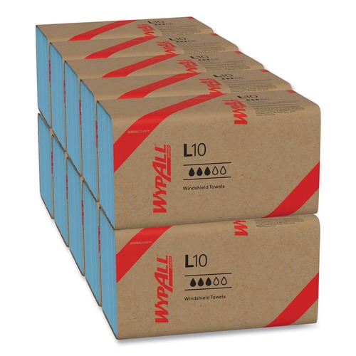 Perforated Roll & Hand Towels | WypAll 05123 L10 9.1 in. x 10.25 in. Windshield Towels - Light Blue (224/Pack, 10 Packs/Carton) image number 0