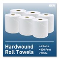 Perforated Roll & Hand Towels | GEN G2820 1-Ply 8 in. x 800 ft. Hardwound Roll Towels - White (6/Carton) image number 2
