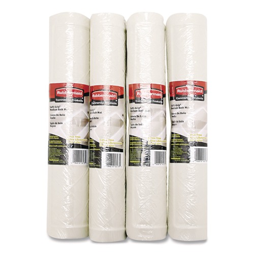 Safety Mats | Rubbermaid Commercial 1982724 Safti-Grip Latex-Free Vinyl Bath Mat 14 X 22.5 White (4/Carton) image number 0