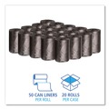 Low-Density Trash Bags | Boardwalk H3417RKKR01 17 in. x 17 in. 4 gal. 0.35 mil Low-Density Waste Can Liners - Black (1000/Carton) image number 3