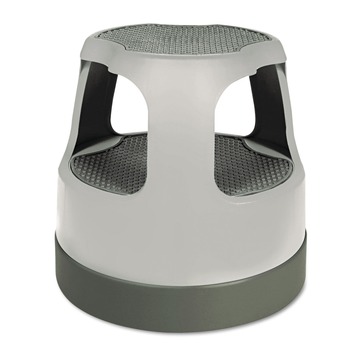 STEP STOOLS AND LADDERS | Cramer 50011PK-82 300 lbs. Capacity 2-Step 15 in. Round Scooter Stool with Step and Lock Wheels - Gray