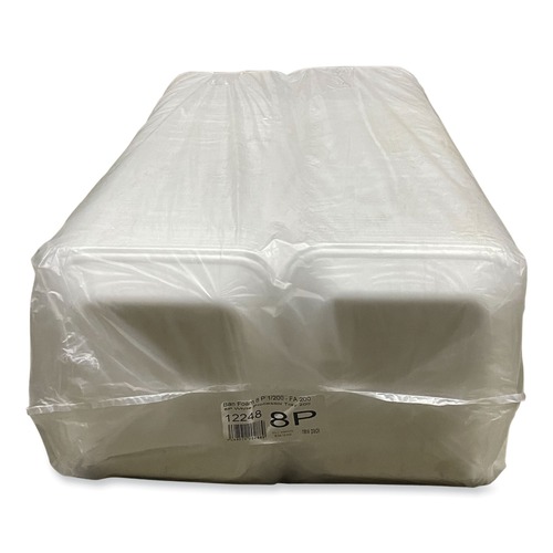 Food Containers & Lids | GEN 8PWH 10.8 in. x 8.82 in. x 1.5 in. #8P Meat Trays - White (200/Carton) image number 0