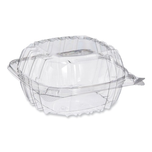 Food Containers & Lids | Dart PET57PST1 5.86 in. x 3.11 in. ClearSeal Hinged-Lid Plastic Containers - Clear (500/Carton) image number 0