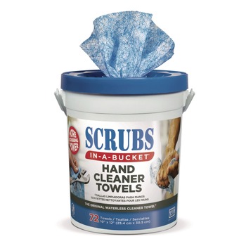 SCRUBS 42272 In-A-Bucket 10 in. x 12 in. Hand Cleaner Towel Cloth - Citrus, Blue/White