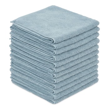 Boardwalk BWK12BLUCLOTH 12 in. x 12 in. Microfiber Cleaning Cloths - Blue (12/Pack)