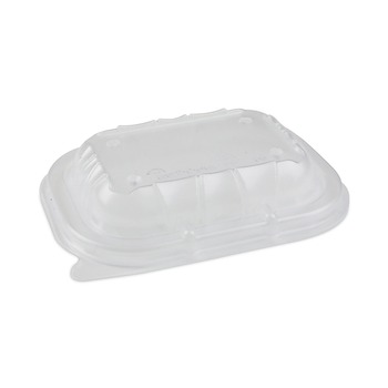 Pactiv Corp. YCNV6X4PPDL EarthChoice Entree2Go 5.65 in. x 4.25 in. x 0.93 in. Plastic Takeout Container Vented Lid - Clear